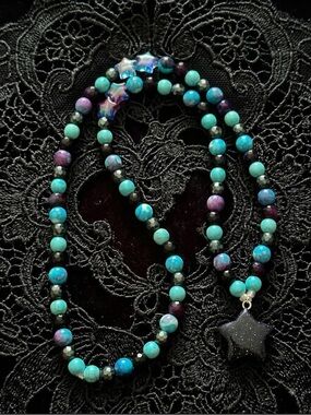 Sparkling Ocean Stars ( Mystic Ocean Agate, Blue Goldstone, Deep Purple Agate)
